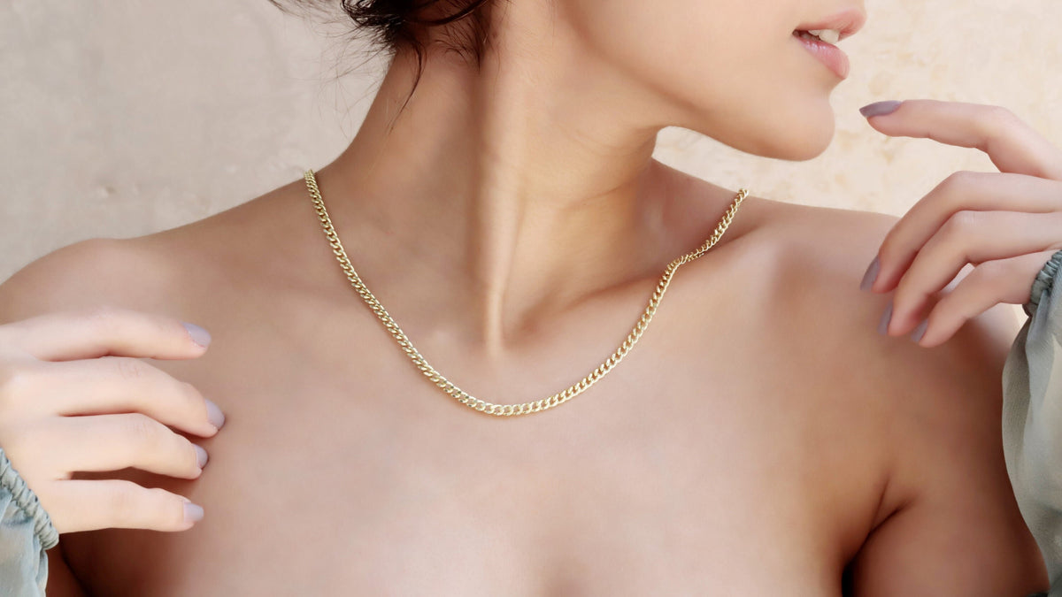 Curb Chain Necklace 14K Solid (Real) Gold, Solid Gold Jewelry by NecklaceDreamWorld, It can be used as a Choker Necklace as well