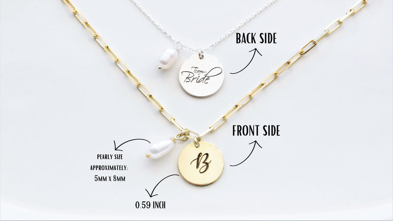 Team Bride Necklace, Bridesmaid Proposal Gifts, Thank you Gifts with Trendy Paper Clip Chain and Pearl, Link Chain Necklace Everyday Jewelry