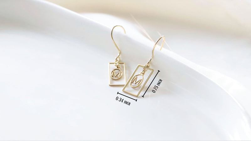 Gold Personalized New Special Letter Dangle Earrings. Dainty Looking Modern Initial Earrings by NecklaceDreamWorld in Solid Gold