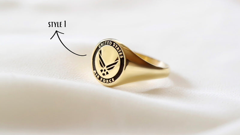 United States Army, Air Force Logo Rings for Men and Women, High Quality 925 Sterling Silver, Gold and Rose Gold Everyday Rings Gifts