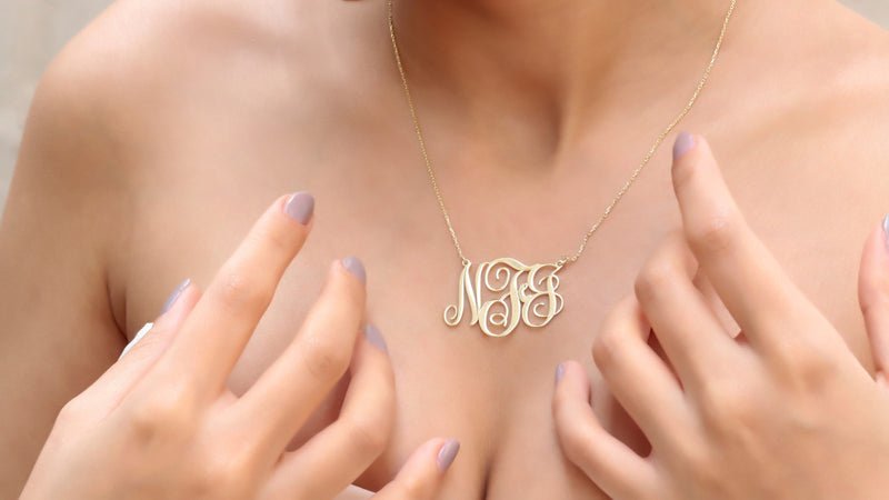 Personalized Vine Monogram Necklace Silver • Gold Handmade Jewelry • Wedding Gifts • Two Initial Monogram • Monogram with Birthstone