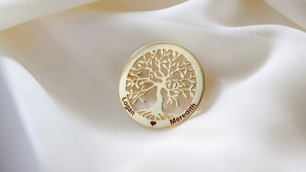 Personalized Tree Of Life Brooches • Custom Family Tree Pins • Personalized Jewelry • Custom Handmade Yoga Pin by NecklaceDreamWorld