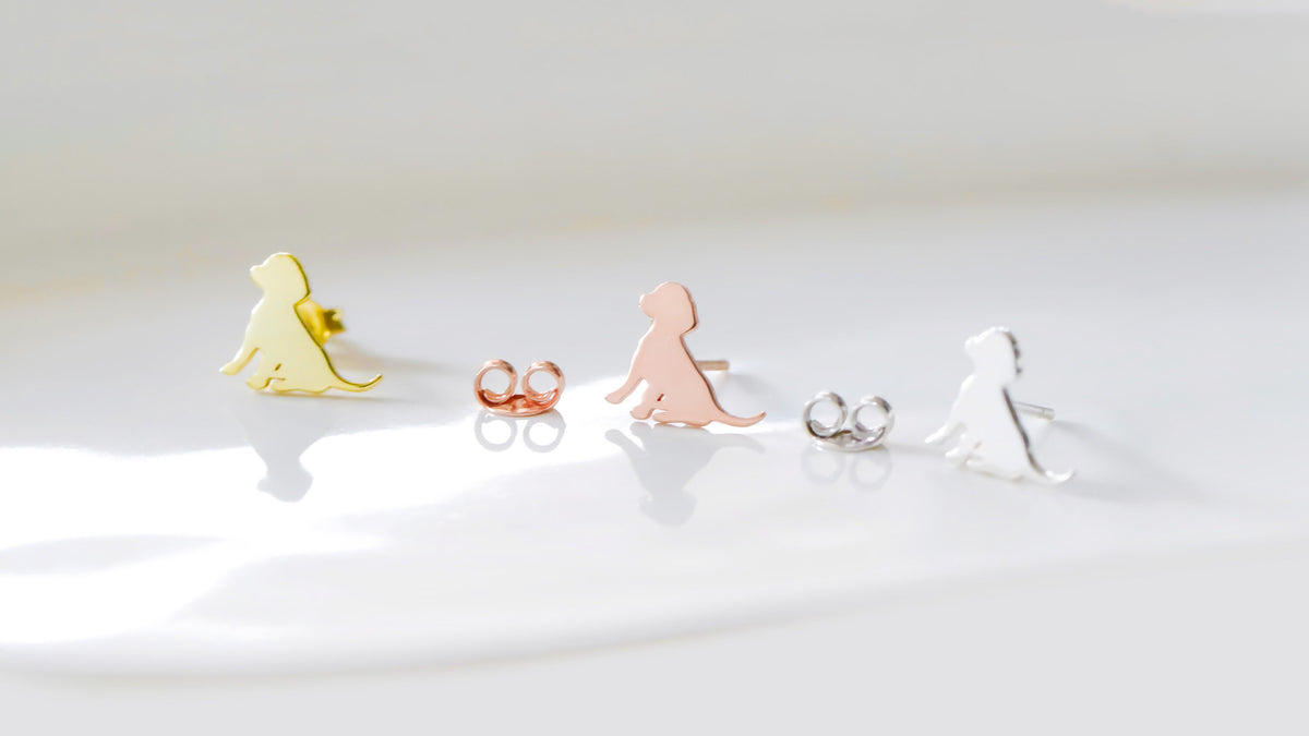 Silver Puppy Stud Earrings, Cute Dog Earrings Animal Kitten Earrings, Minimalist Earrings, Gift for Dog Lovers, Handmade Jewelry
