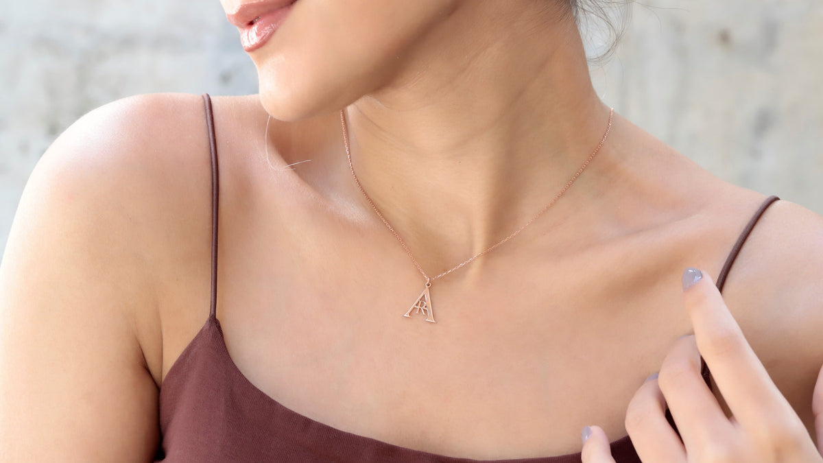 Unique Special Logo Design with Your Initials Charm Necklace comes as Solid Gold, Rose Gold or Sterling Silver by NecklaceDreamWorld