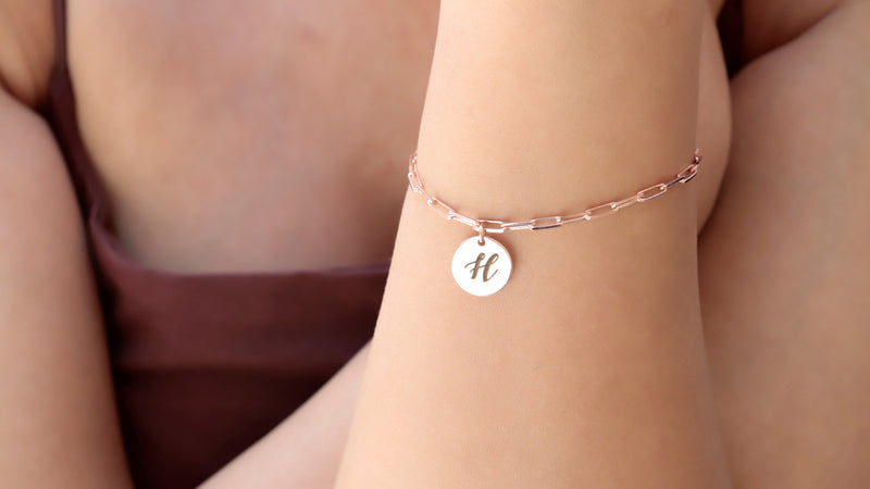 Dainty Personalized Team Bride Bracelet with White Fresh Pearl in Sterling Silver, Gold and Rose Gold by NecklaceDreamWorld