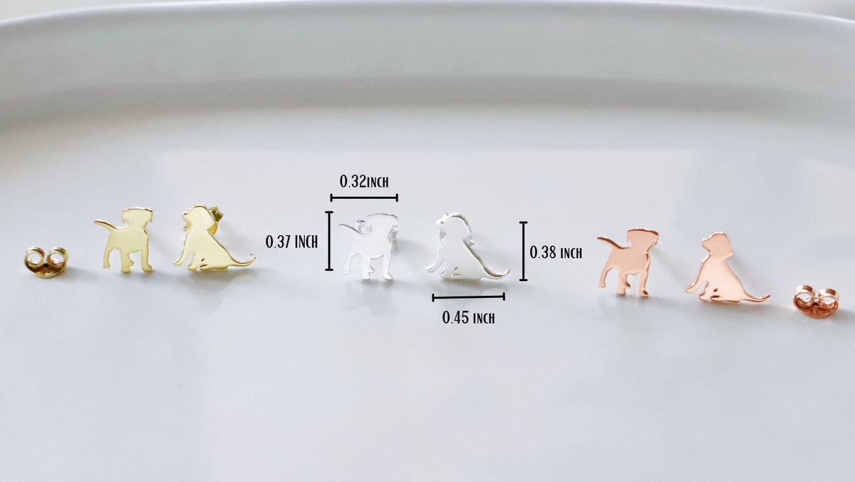 Silver Puppy Stud Earrings, Cute Dog Earrings Animal Kitten Earrings, Minimalist Earrings, Gift for Dog Lovers, Handmade Jewelry